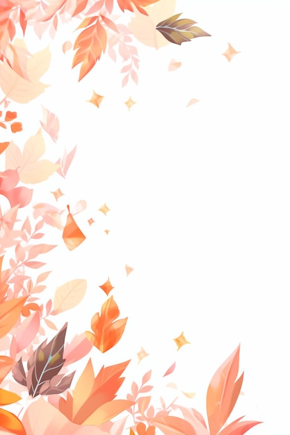 Simple and Elegant Cozy Watercolor Fall Leaves Border