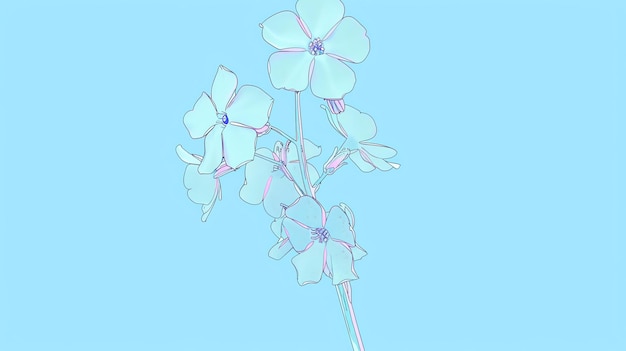 A simple and elegant illustration of a flower in a blue and white color scheme The flower is drawn with clean lines and has a minimalist design