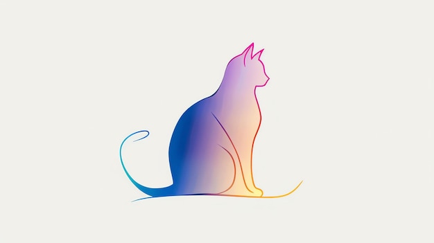 A simple and elegant line drawing of a cat The cat is sitting in a relaxed pose and has a serene expression on its face