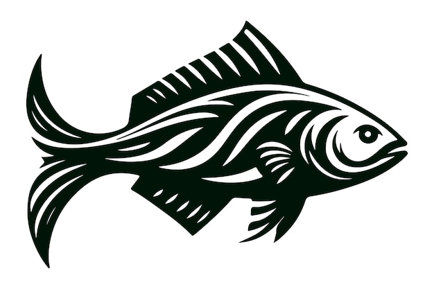 simple Fish design silhouette vector style with white background 01