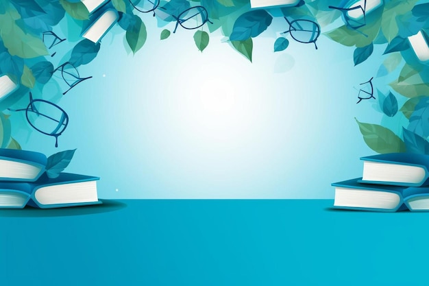 Photo a simple flat vector background with books and glass