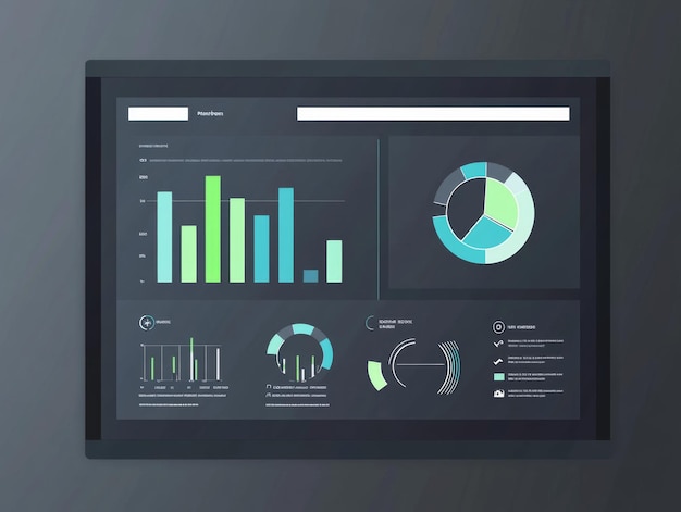 Photo simple flat vector screen with bar graph and pie chart