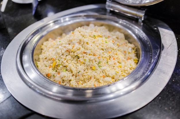 Simple fried rice with egg in the buffet restaurant