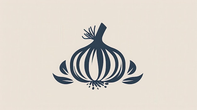 Simple Garlic Illustration with Leaves