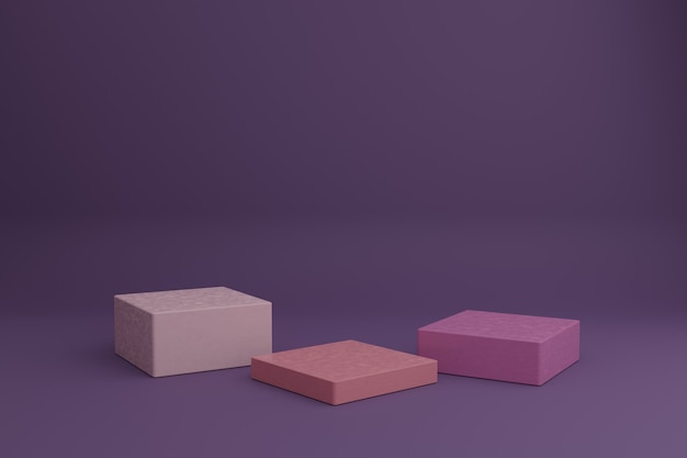 Simple geometric 3d elements in blank showcase mockup Empty podiums for cosmetic products