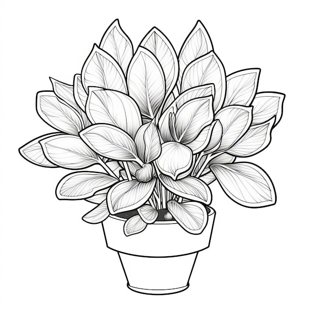 Photo simple haworthia fasciata coloring page for kids in cartoon style