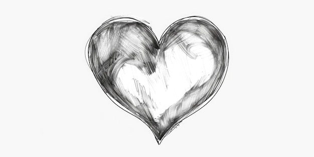 Simple heart drawing in black and white suitable for various projects