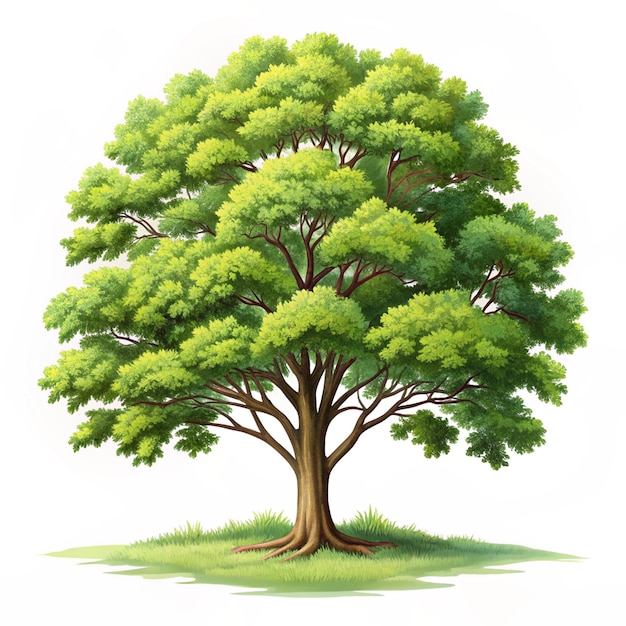 Simple illustration of a green tree on a light green background