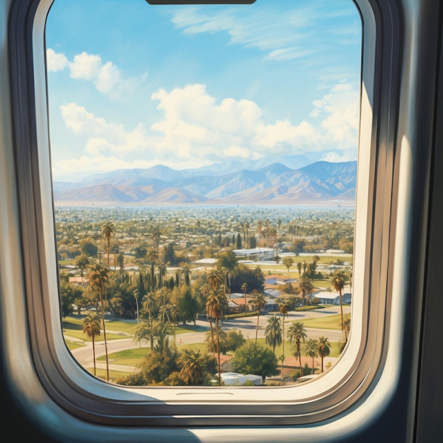 simple illustration of the view of palm springs from commercial airplane