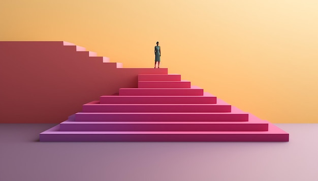 a simple yet impactful 3D poster featuring a series of ascending minimalist steps