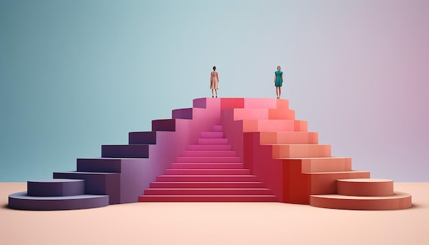 a simple yet impactful 3D poster featuring a series of ascending minimalist steps