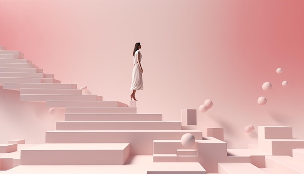 a simple yet impactful 3D poster featuring a series of ascending minimalist steps