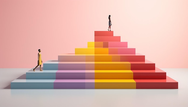 a simple yet impactful 3D poster featuring a series of ascending minimalist steps