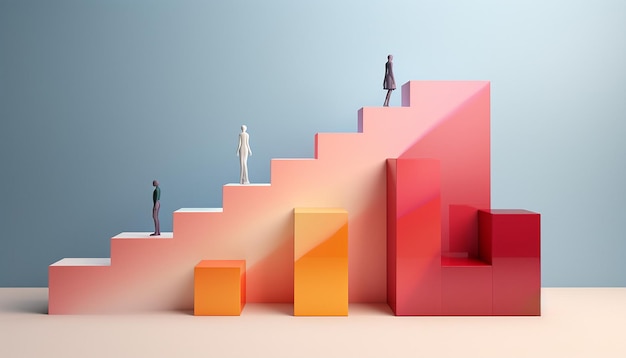 a simple yet impactful 3D poster featuring a series of ascending minimalist steps