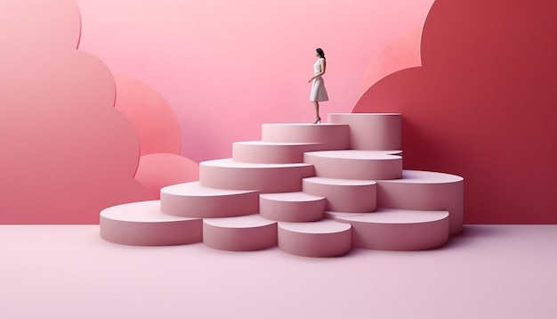 a simple yet impactful 3D poster featuring a series of ascending minimalist steps