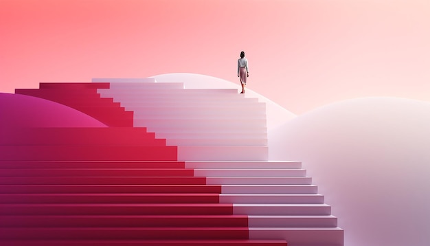 a simple yet impactful 3D poster featuring a series of ascending minimalist steps