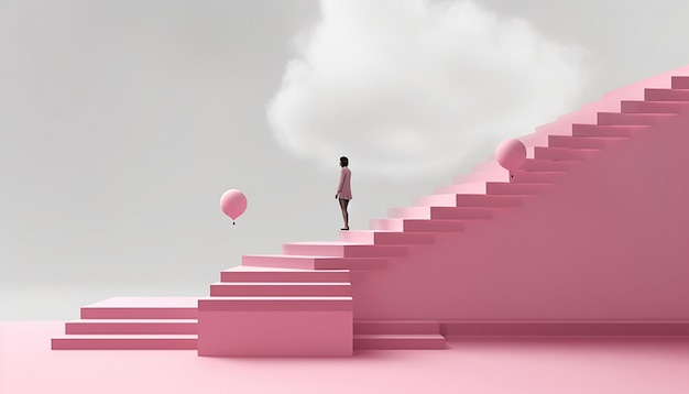 a simple yet impactful 3D poster featuring a series of ascending minimalist steps