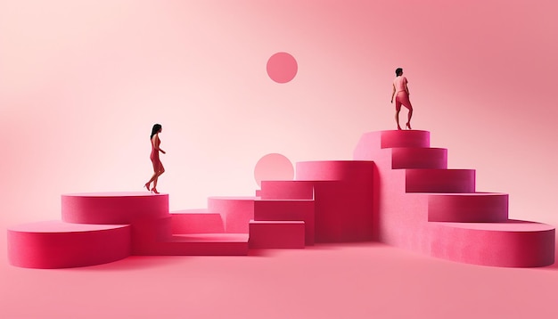 a simple yet impactful 3D poster featuring a series of ascending minimalist steps