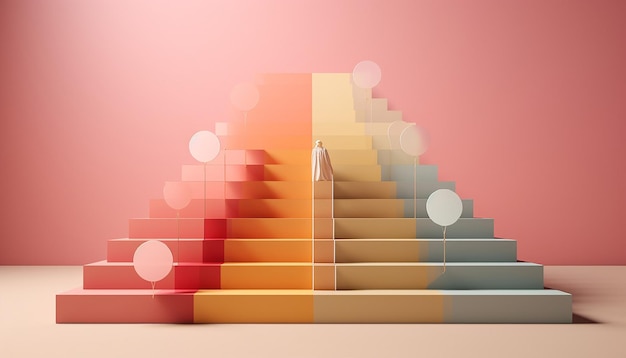 a simple yet impactful 3D poster featuring a series of ascending minimalist steps