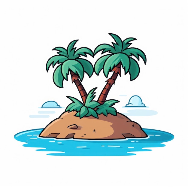 Simple Island with Coconut Tree AI Generated