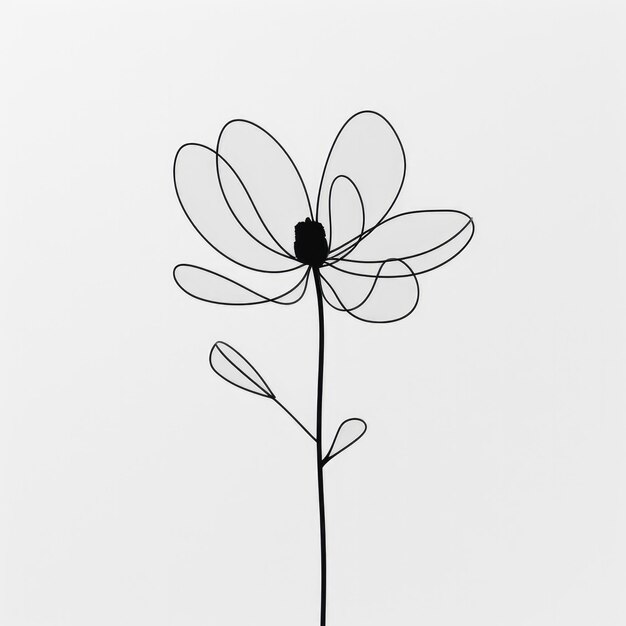 Photo a simple line art flower