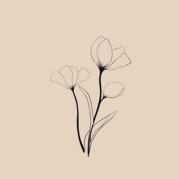 Photo a simple line art flower