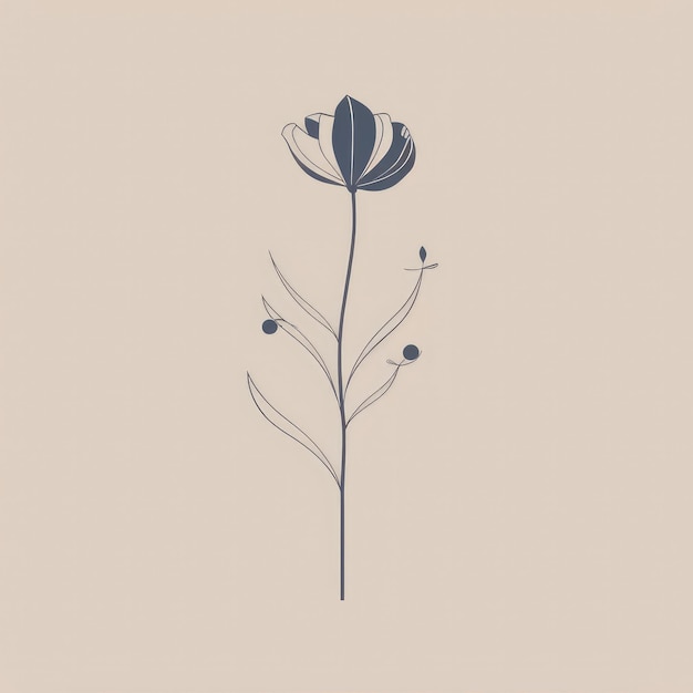 Photo a simple line art flower