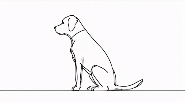 Photo simple line drawing of a dog sitting