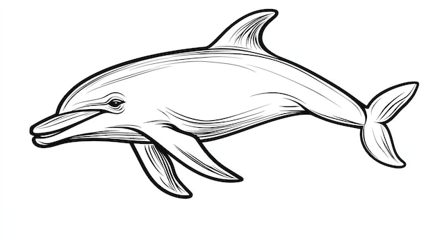 A simple line drawing of a dolphin leaping out of the water