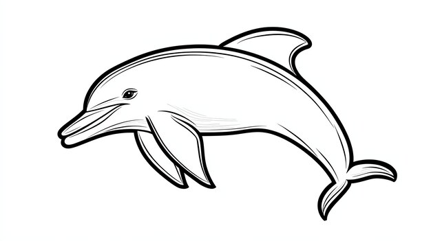 Photo a simple line drawing of a dolphin leaping out of the water