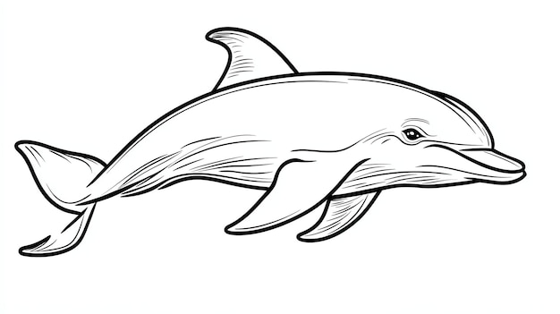 A simple line drawing of a dolphin perfect for use in a variety of projects