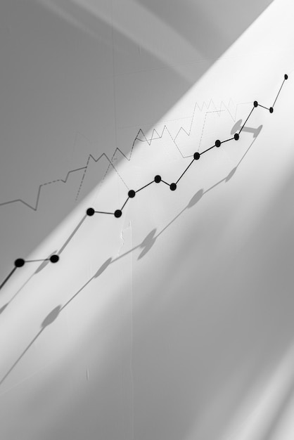 A simple line graph on a light gray backdrop indicating market growth