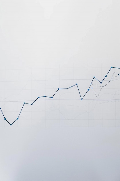 Photo a simple line graph on a light gray backdrop showing steady market growth