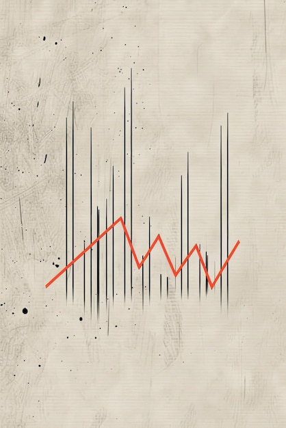 Photo a simple line graph rising on a light gray background