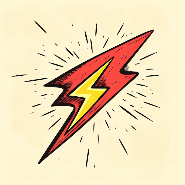 a simple line sketch of a lightning bolt in the style of eccentric props