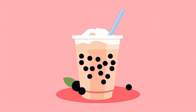 Photo a simple logo of a cup of bubble tea