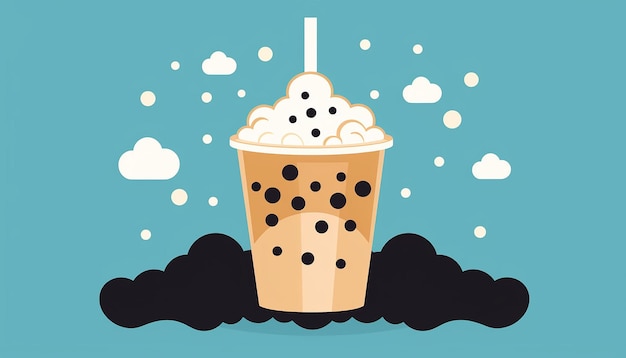 Photo a simple logo of a cup of bubble tea