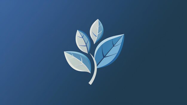 Photo a simple logo design with 3 blue leaves on a branch