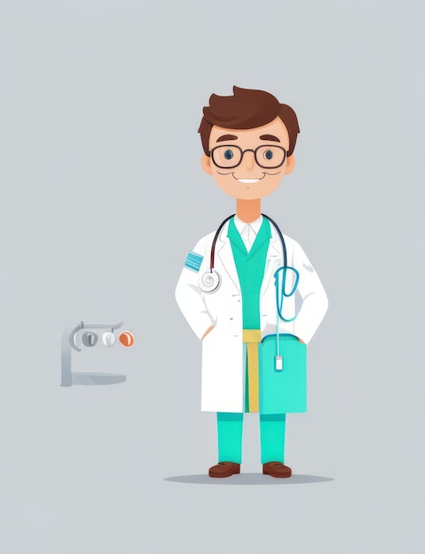 simple man cute vector design doctor flat