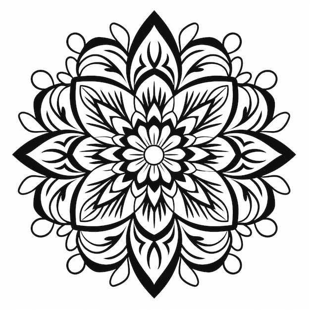 Simple Mandala Coloring Line Art Vector