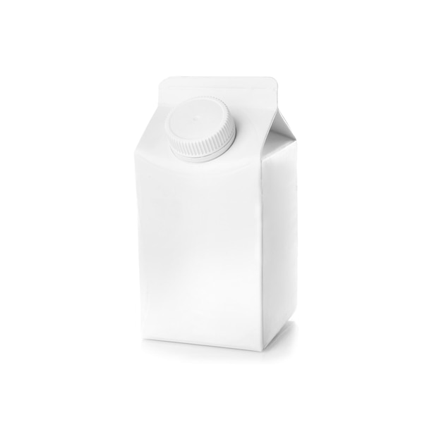 Simple milk box on white background