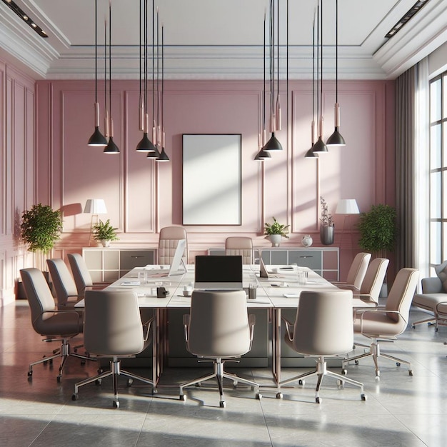 Simple and minimal empty business meeting room corporate interior