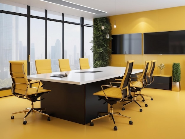 Simple and minimal empty business meeting room corporate interior