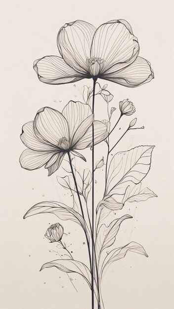 Photo simple and minimal line art flower design