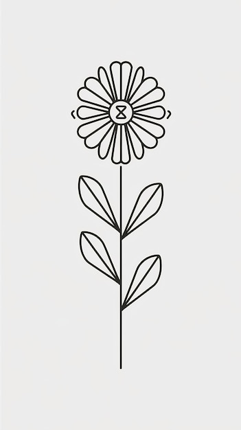 Photo simple and minimal line art flower design