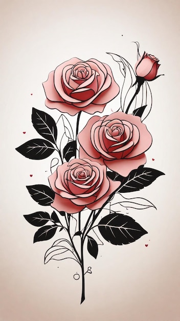 Photo simple and minimal line art rose flower design