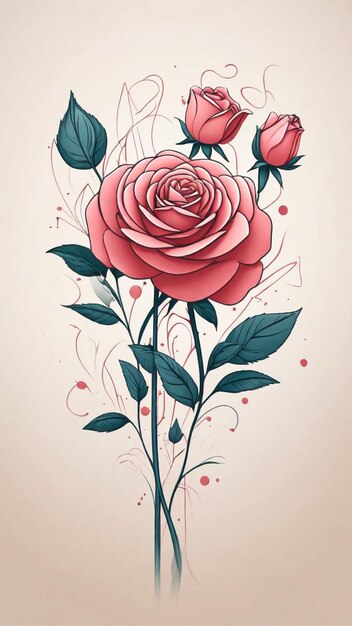 Photo simple and minimal line art rose flower design