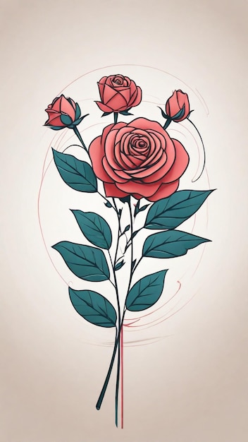 Photo simple and minimal line art rose flower design