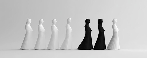 Simple Minimalistic 3D Illustration of Women on Strike