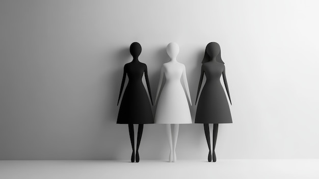 Simple Minimalistic 3D Illustration of Women on Strike